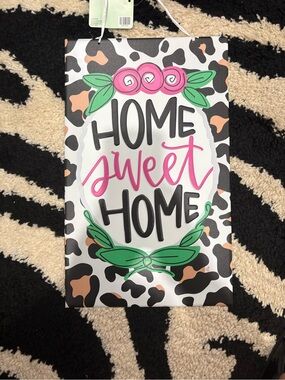 Home Sweet Home Wall Sign - Pink, Green, Black